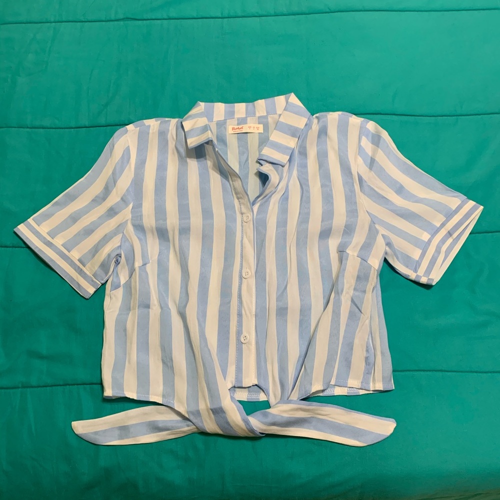 Knot Hem Striped Shirt